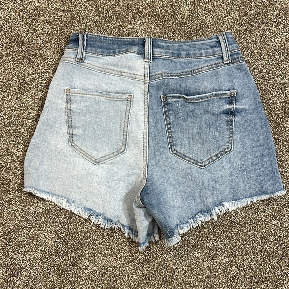 Sincerely Jules cut off two tone denim jean cut off shorts 0/24 - Picture 2 of 6